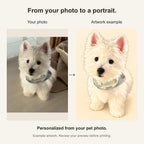 Custom Anime Illustration Pet Portrait Canvas — original photo and artwork comparison