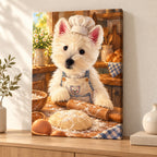 Custom Baker Pet Portrait Canvas — illustrative stretched canvas mockup, no decorative outer frame