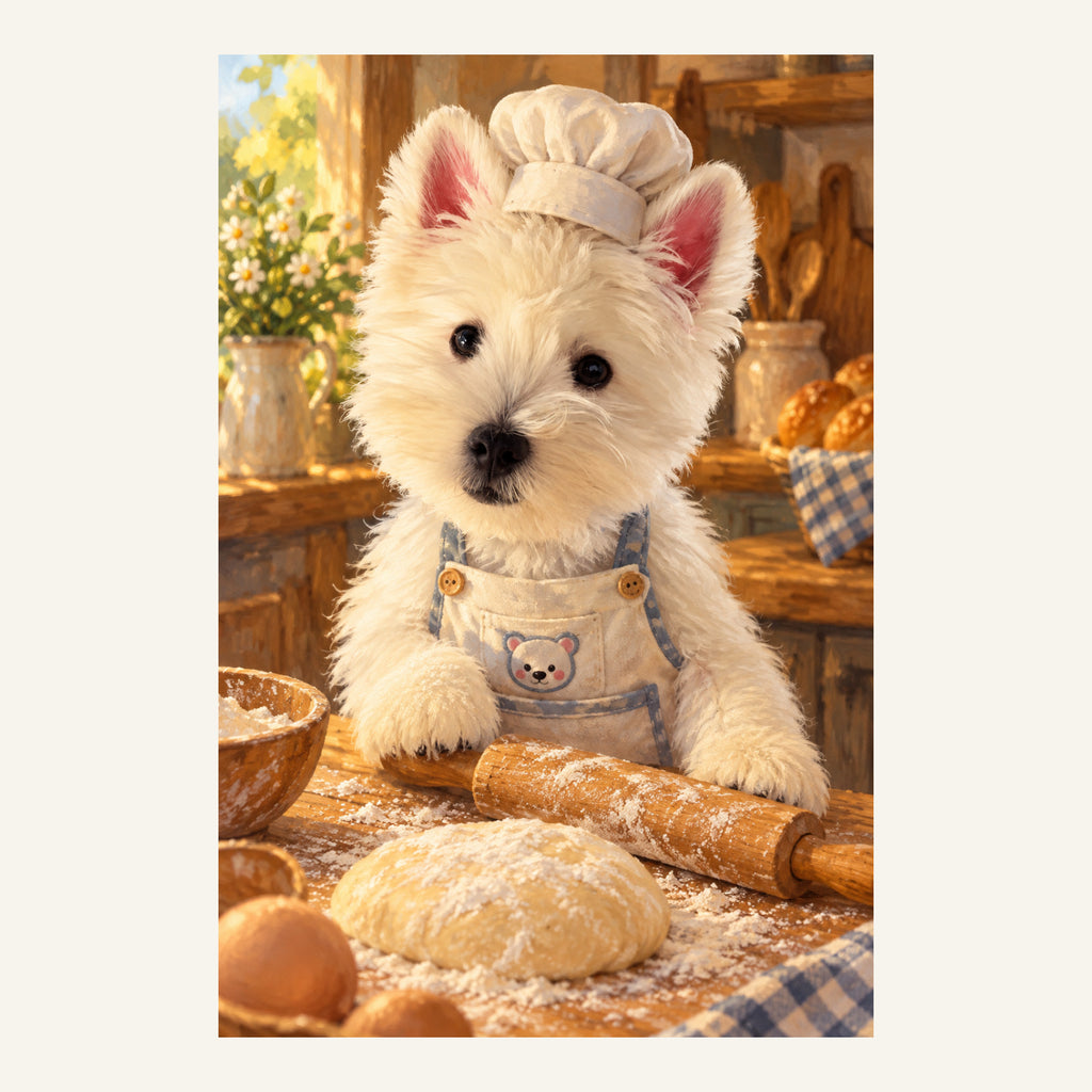 Custom Baker Pet Portrait Canvas — complete artwork example