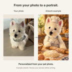 Custom Baker Pet Portrait Canvas — original photo and artwork comparison
