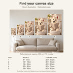Custom Bathroom Newspaper Pet Portrait Canvas — five canvas sizes with estimated sofa scale