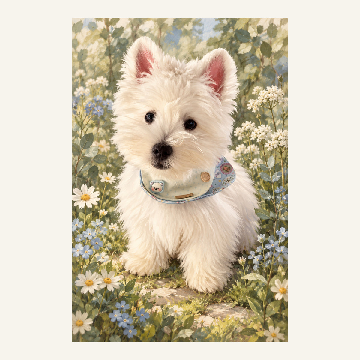Custom Botanical Garden Pet Portrait Canvas — complete artwork example