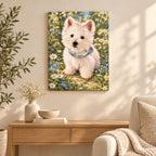Custom Botanical Garden Pet Portrait Canvas — illustrative room setting