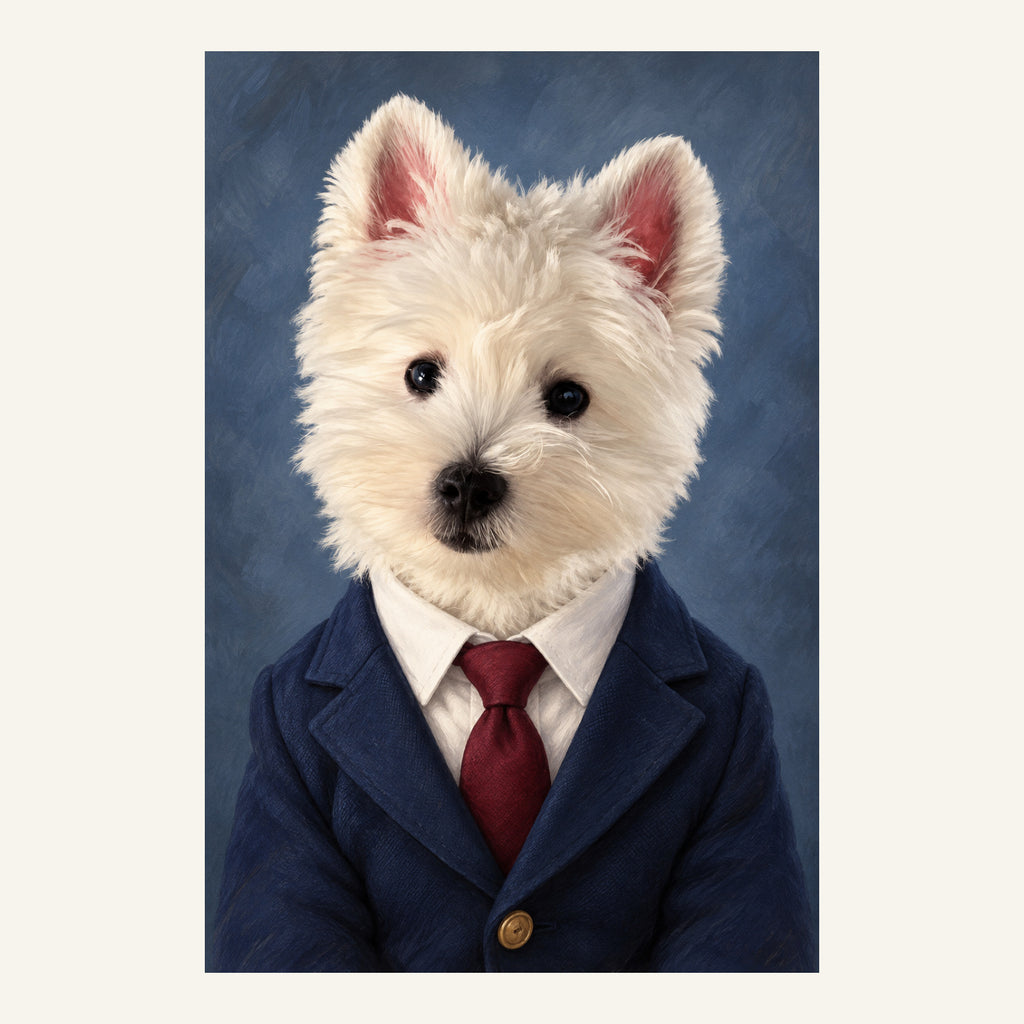 Custom Business Headshot Pet Portrait Canvas — complete artwork example