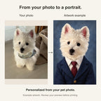 Custom Business Headshot Pet Portrait Canvas — original photo and artwork comparison