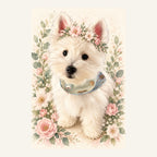 Custom Floral Crown Pet Portrait Canvas — complete artwork example