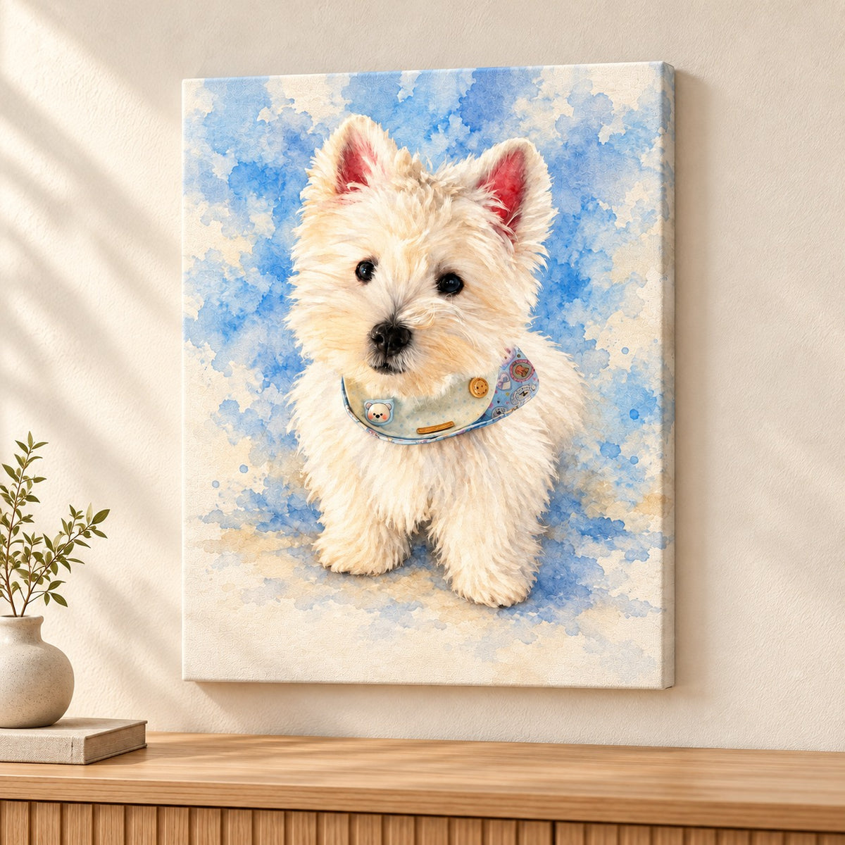 Custom Memorial Keepsake Pet Portrait Canvas — illustrative stretched canvas mockup, no decorative outer frame
