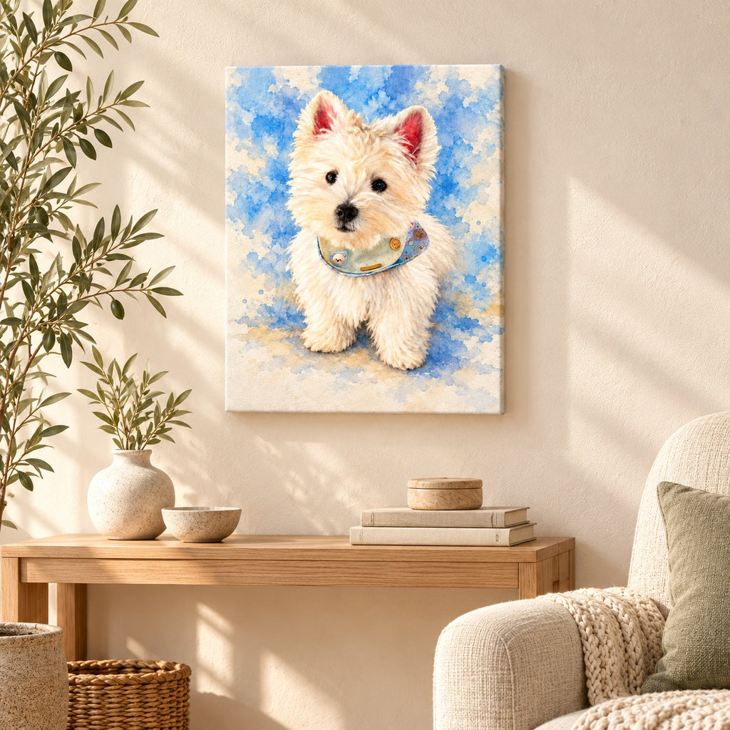 Custom Memorial Keepsake Pet Portrait Canvas — illustrative room setting