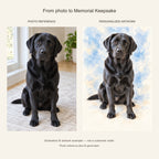 Custom Memorial Keepsake Pet Portrait Canvas — black Labrador AI photo reference and AI artwork example; not a customer order