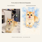 Custom Memorial Keepsake Pet Portrait Canvas — cat photo reference and AI artwork example; not a customer order