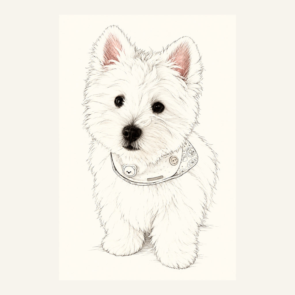 Custom Minimal Line Art Pet Portrait Canvas — complete artwork example