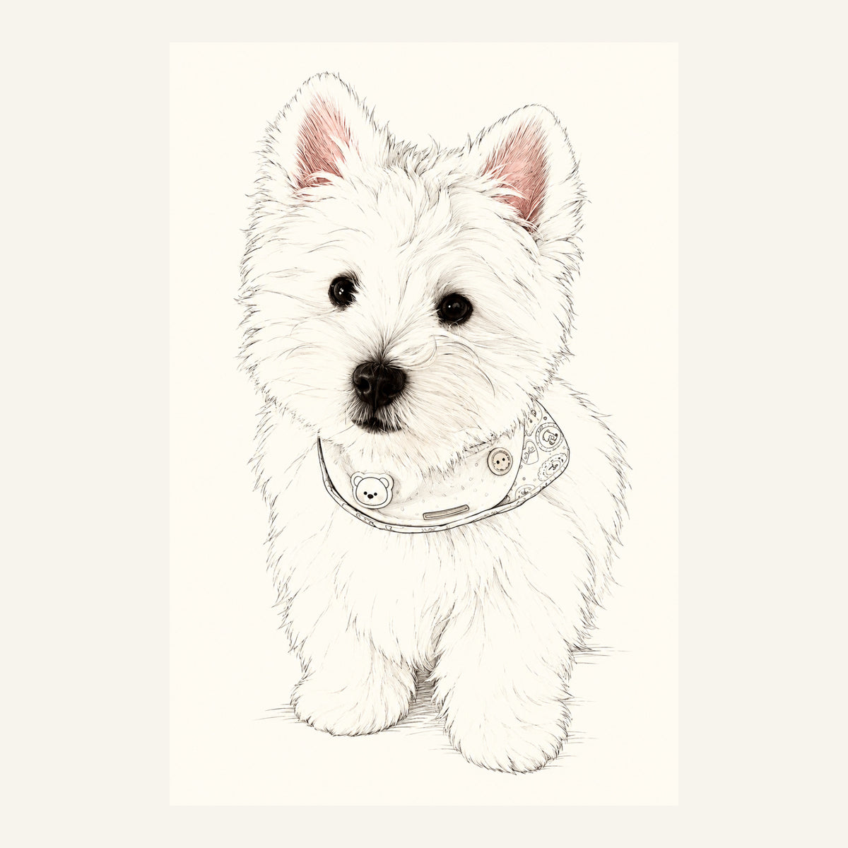 Custom Minimal Line Art Pet Portrait Canvas — complete artwork example