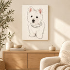 Custom Minimal Line Art Pet Portrait Canvas — illustrative room setting
