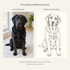 Custom Minimal Line Art Pet Portrait Canvas — black Labrador AI photo reference and AI artwork example; not a customer order