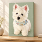 Custom Modern Illustration Pet Portrait Canvas — illustrative stretched canvas mockup, no decorative outer frame