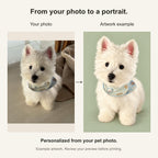 Custom Modern Illustration Pet Portrait Canvas — original photo and artwork comparison