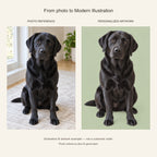 Custom Modern Illustration Pet Portrait Canvas — black Labrador AI photo reference and AI artwork example; not a customer order