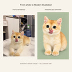 Custom Modern Illustration Pet Portrait Canvas — cat photo reference and AI artwork example; not a customer order