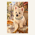 Custom Paris Cafe Pet Portrait Canvas — complete artwork example