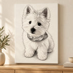 Custom Pencil Sketch Pet Portrait Canvas — illustrative stretched canvas mockup, no decorative outer frame