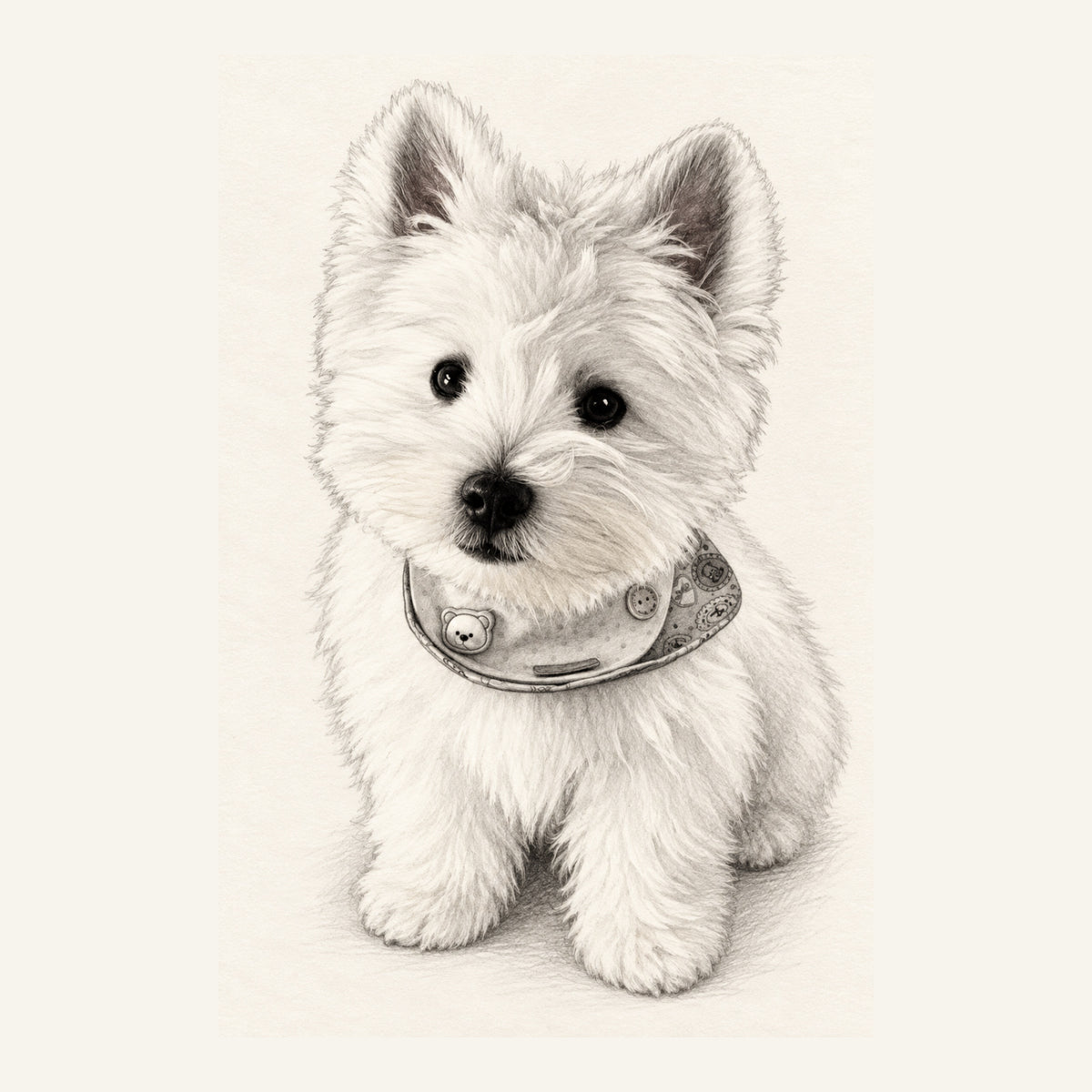 Custom Pencil Sketch Pet Portrait Canvas — complete artwork example