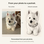 Custom Pencil Sketch Pet Portrait Canvas — original photo and artwork comparison