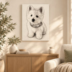 Custom Pencil Sketch Pet Portrait Canvas — illustrative room setting