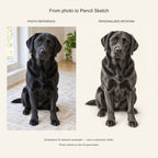 Custom Pencil Sketch Pet Portrait Canvas — black Labrador AI photo reference and AI artwork example; not a customer order