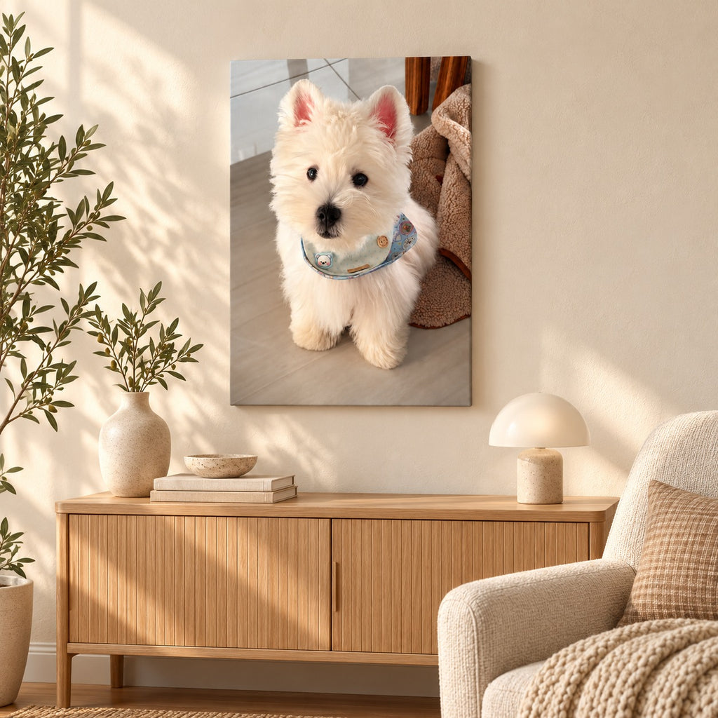 Custom Pet Photo Canvas Print — illustrative room setting
