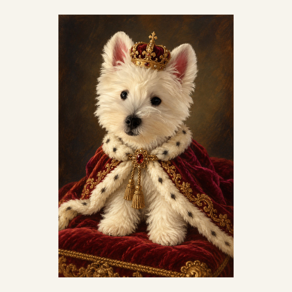 Custom Royal Pet Portrait Canvas — complete artwork example