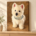 Custom Vintage Oil Pet Portrait Canvas — illustrative stretched canvas mockup, no decorative outer frame