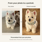 Custom Vintage Oil Pet Portrait Canvas — original photo and artwork comparison