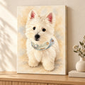 Custom Watercolor Pet Portrait Canvas — illustrative stretched canvas mockup, no decorative outer frame