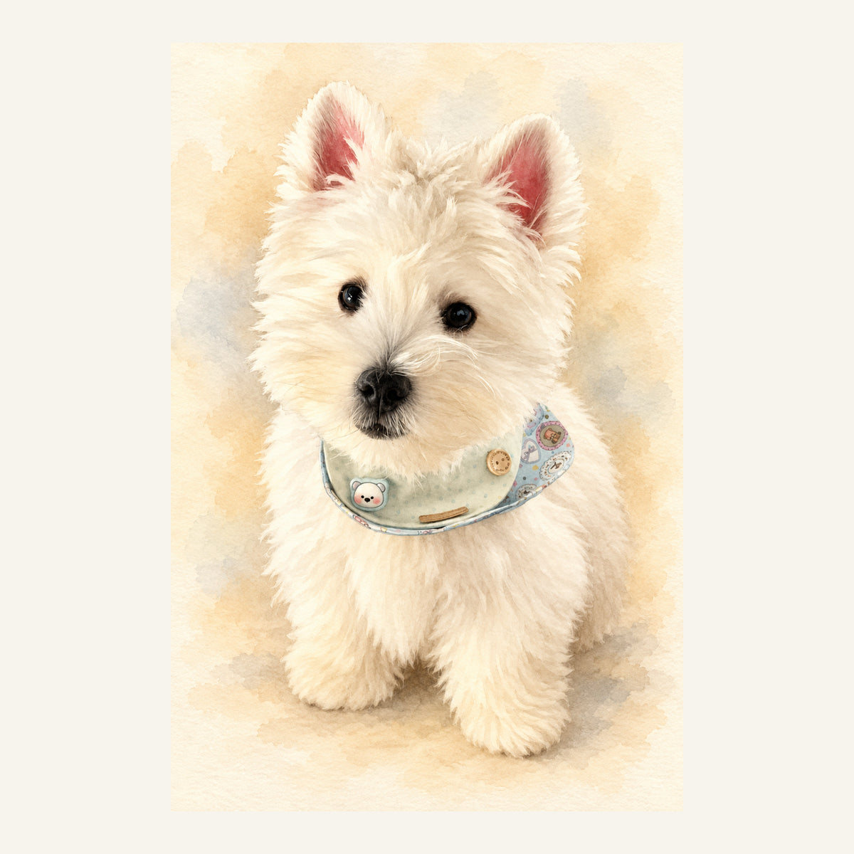 Custom Watercolor Pet Portrait Canvas — complete artwork example