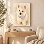 Custom Watercolor Pet Portrait Canvas — illustrative room setting